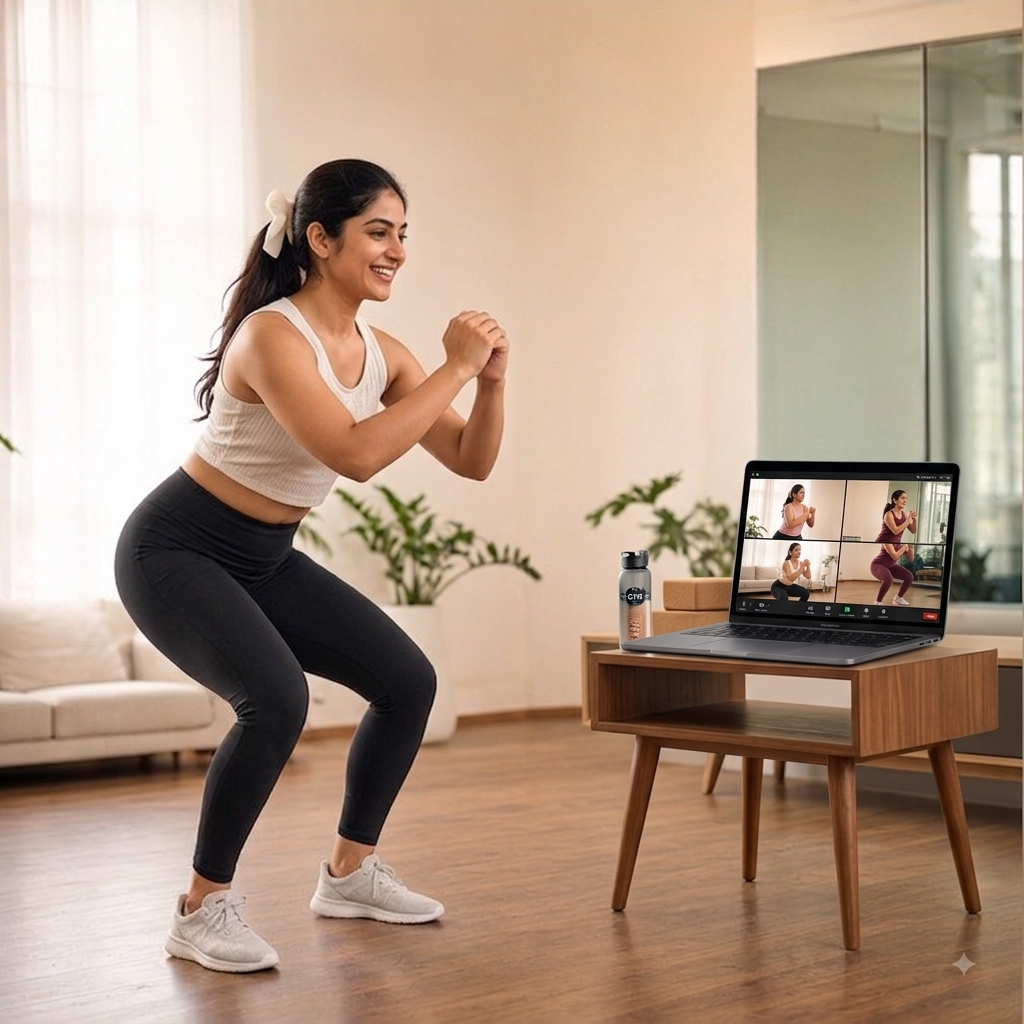 Indian brides-to-be participating in a group fitness workout
